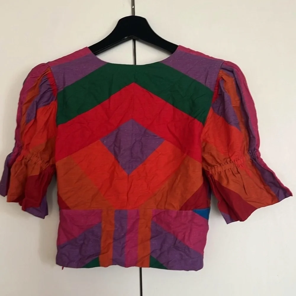 Farm Rio Amanda Blouse in Rainbow Print - Picture 3 of 5